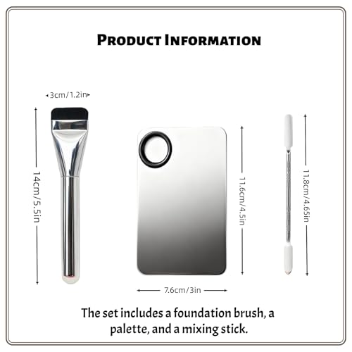 TIKIYOUN Stainless Steel Makeup Palette and Spatula Set for Foundation Mixing
