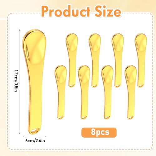 Tiesome Mini Metal Makeup Spatula Set, Reusable Gold Cosmetic Spoons for Skincare Creams