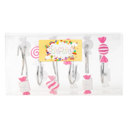 Pink Candy Shower Curtain Hooks - 12 Pack Decorative Hangers
