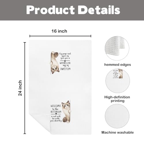 Funny Cat Bathroom Towels - 16x24 Inch Decorative Towel-06