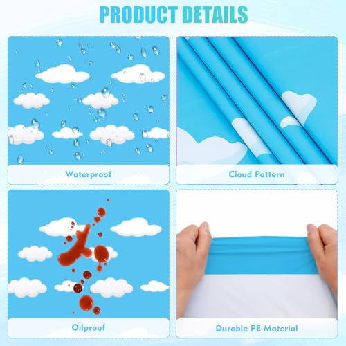 Blue Sky Clouds Birthday Tablecloth - 54 x 108 Inch Party Cover