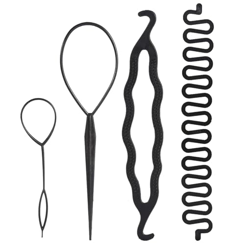 4-Piece Hair Styling Disk and Braiding Tool Set for DIY Buns and Ponytails