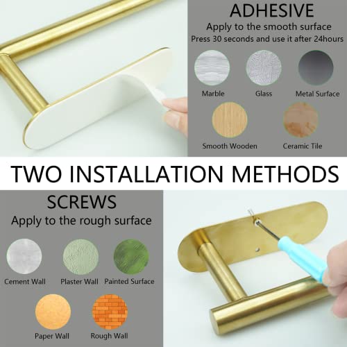 Stainless Steel Paper Towel Holder with 2 Hooks - Wall Mounted, Space Saving