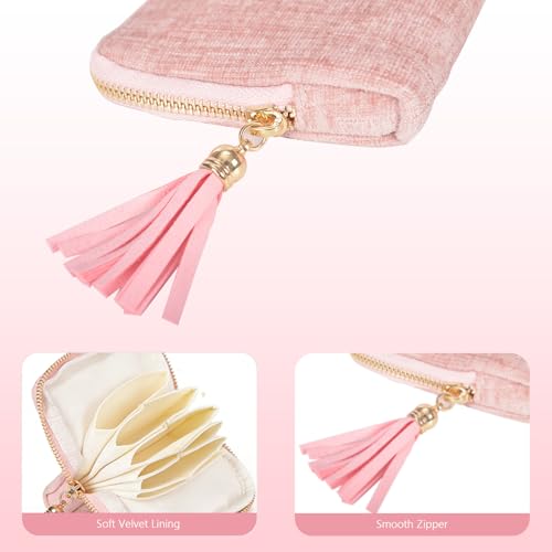 Light Pink Travel Jewelry Case with Tassel Zipper & 6 Layers