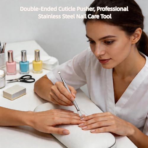 Dual Sided Stainless Steel Cuticle Pusher and Spoon Nail Cleaner 2-Pack