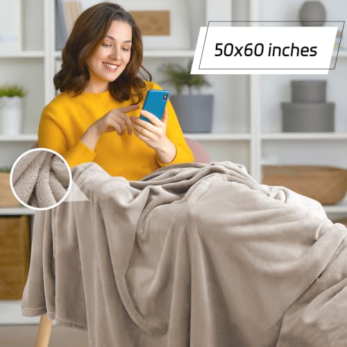 Fleece Throw Blanket 50x60 Inches - Lightweight Plush Flannel for Couch & Home