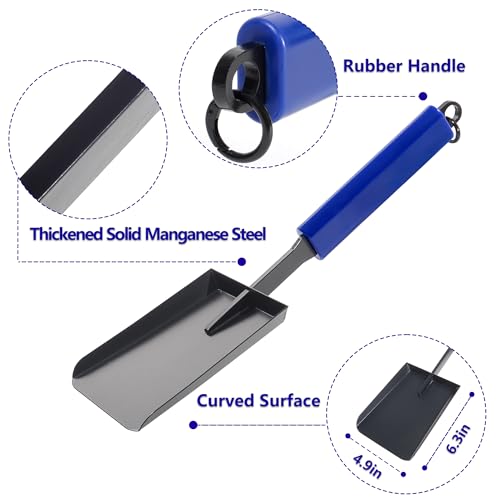 15-Inch Solid Iron Fireplace Ash Shovel with Rubber Handle