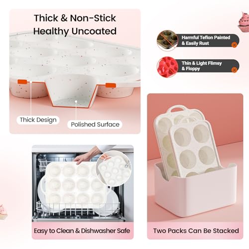 Fimary Silicone Muffin Pan - Nonstick 12-Cup Baking Mold