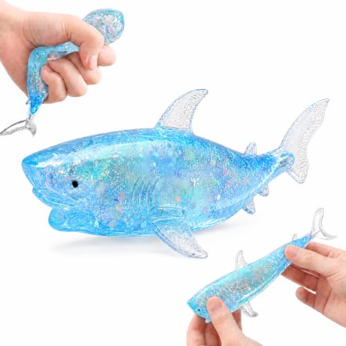 Squishy Shark Stress Ball - Cute Blue Vase Filler for Anxiety Relief