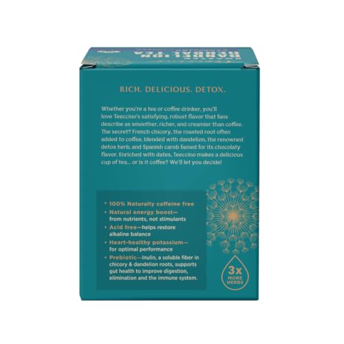 Teeccino Dandelion Blueberry Vanilla Herbal Tea - 10 Count Caffeine-Free