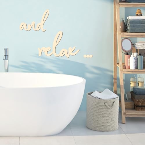 And Relax Wooden Bathroom Wall Art - Modern Rustic Decor