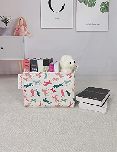 Collapsible Laundry Basket with Side Handles - Unicorn Design, 14.9x10.2x9.1in
