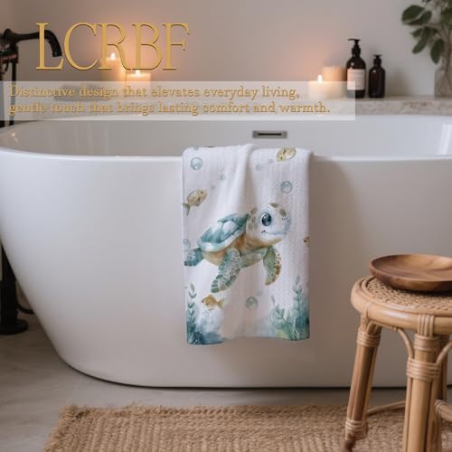 LCRBF Sea Turtle Coastal Ocean Hand Towels for Kids Bathroom 16x24 Inch