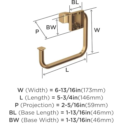 Amerock BH36022CZ | Champagne Bronze Towel Ring | 5-3/4 in (146 mm) Length Towel Holder | Mulholland | Hand Towel Holder for Bathroom Wall | Small Kitchen ?????????? ???????????? | Bath Accessories