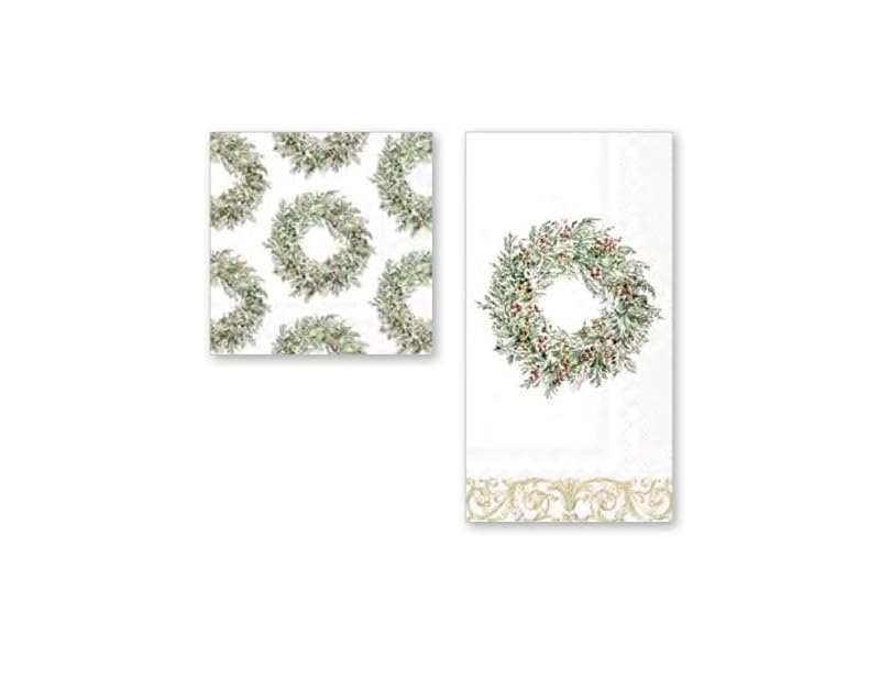 IHR 3-Ply Cocktail Napkins - Holiday Berry Wreath, 20-Count