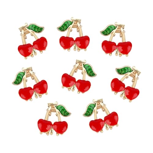 ANBALA 8Pcs Mini Cherry Metal Claw Clips for Women and Girls
