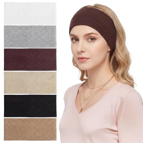 6 PCS Wide Headbands for Women - Non-Slip Boho Elastic Hair Bands