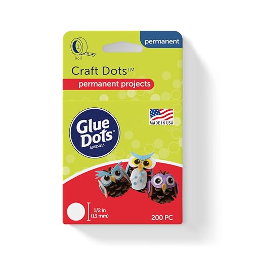 Glue Dots Craft Dots Roll - 1/2 Inch Clear Double-Sided Adhesive, 200 Dots, DIY Craft Glue
