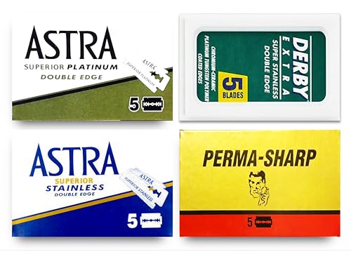 Double Edge Razor Blades Sampler - Astra, Derby & Voskhod (20 Blades)