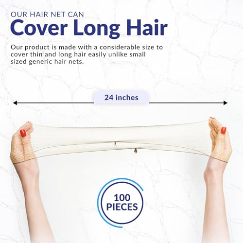 Light Brown Hair Nets – 100 Pcs 24" Stretchable for Women & Men