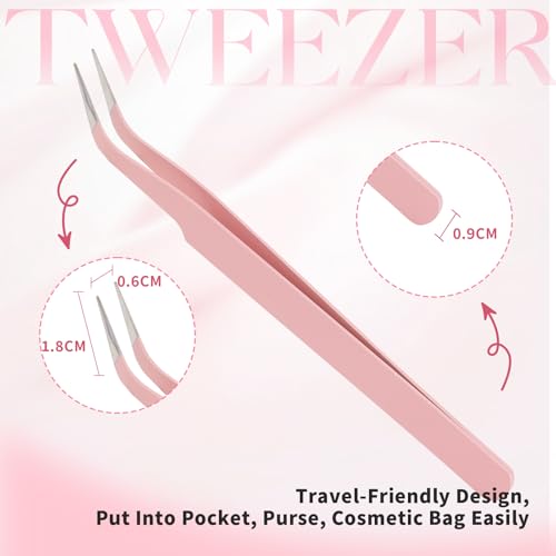 FADVAN Precision Lash Cluster Tweezers, Stainless Steel Curved Tip