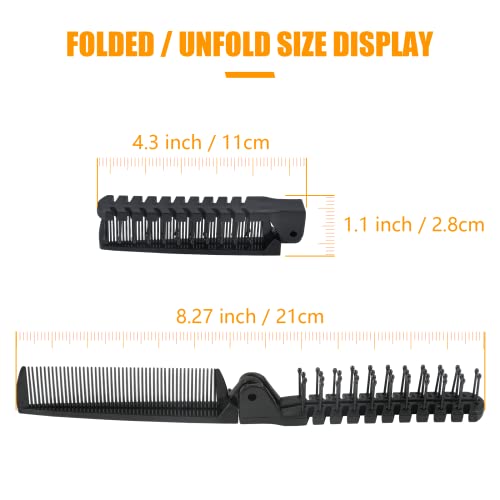 Qjaiune 6 PCS Foldable Travel Hair Brush & Massage Comb Set - Black & White