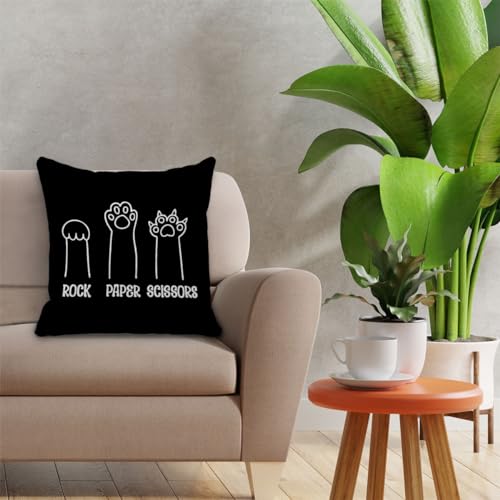 Funny Black Cat Pillow Cover 18x18 - Soft Corduroy Home Decor