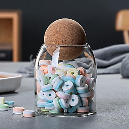 500ml Round Glass Candy Jar with Spherical Cork Lid