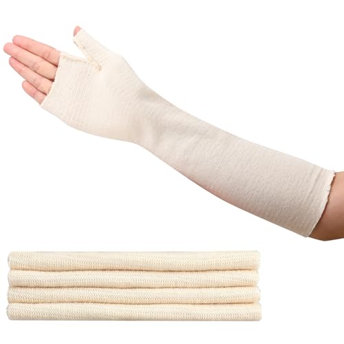 4 Pcs Hand Socks for Splint Elastic Stockinette Tubing Wrist and Thumb Spica Wrap Liner for Under Brace for Women Men (3.9 x 13.3 Inch)