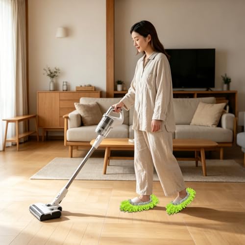 Reusable Microfiber Mop Slippers for Easy Floor Cleaning - Pink