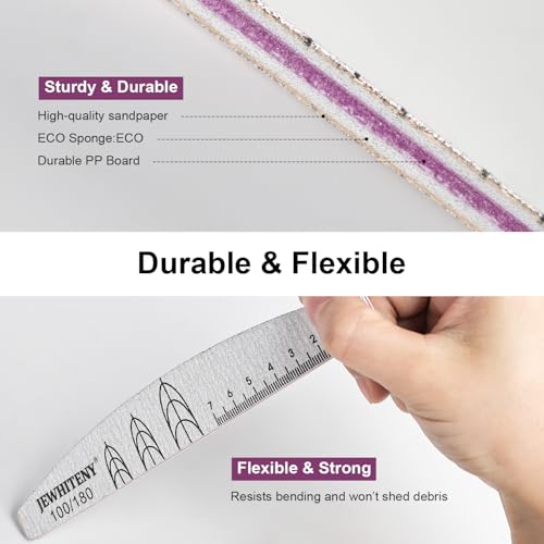 JEWHITENY 9-Piece Dual-Sided Nail File Set 100/180 Grit Emery Boards