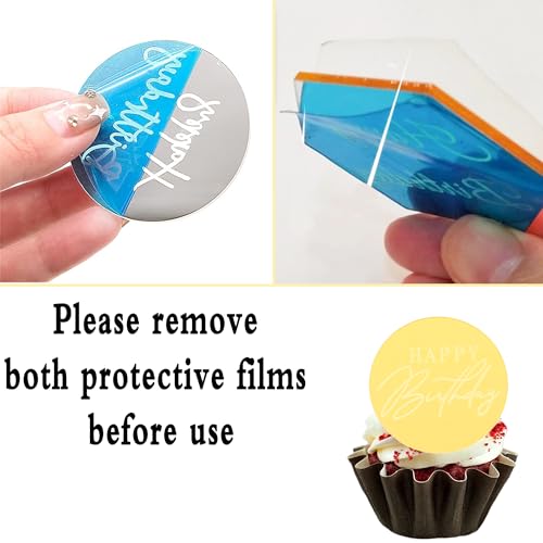 10 Pcs Gold Acrylic Happy Birthday Cupcake Toppers Set