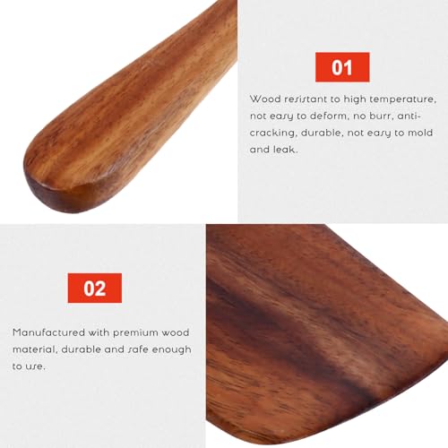 LABRIMP Long Handle Wooden Spatula 11-Inch Nonstick Cooking Paddle