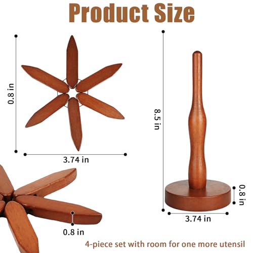 4-Piece Walnut Wooden Christmas Tree Trivet Set for Hot Dishes