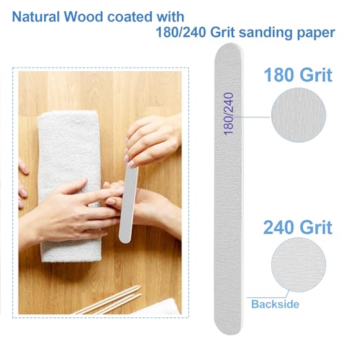 AhaTopia Professional Wooden Nail Files & Emery Boards 180/240 Grit (24 Pack)
