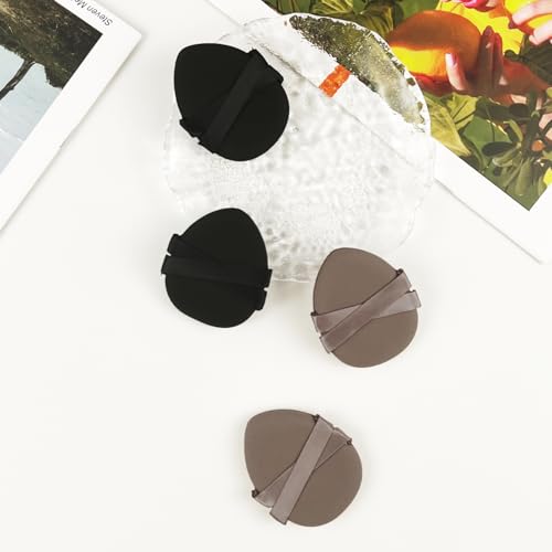 Brvlsoc 4PCS Makeup Sponge Puff Set - Latex-Free Non-Absorbent Foundation Blenders with Dual-Ribbon Grip