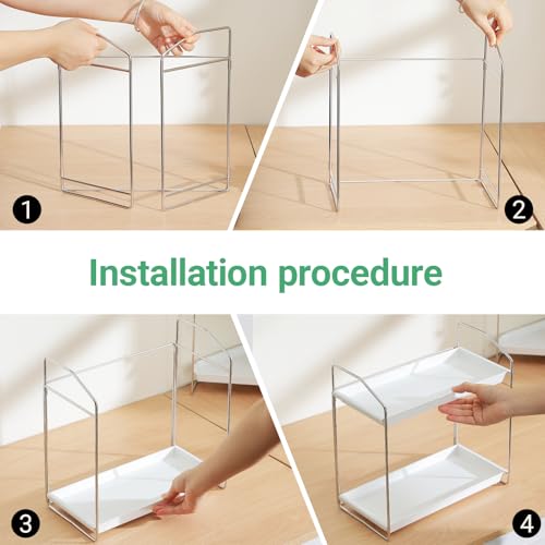 2-Tier Bathroom Counter Organizer - Sturdy Metal & ABS Makeup Storage