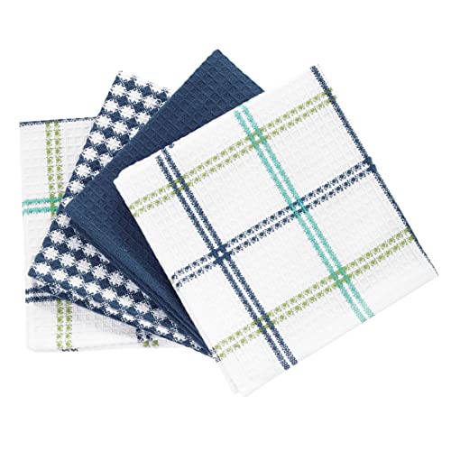 Cool 4-Pack T-Fal Waffle Cotton Dish Cloths - Highly Absorbent & Soft Kitchen Towels