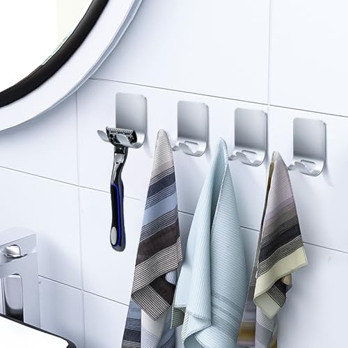 4-Pack Stainless Steel Razor Holder Hooks - Waterproof & Durable