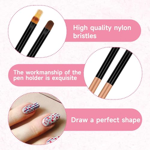 Abeillo 4Pcs Ombre Nail Brush Set with Silicone Sponge and Liner Pens