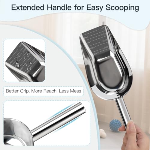 SSyang 1-Cup Pet Food Scoop, Stainless Steel Measuring Scoop for Dogs & Cats