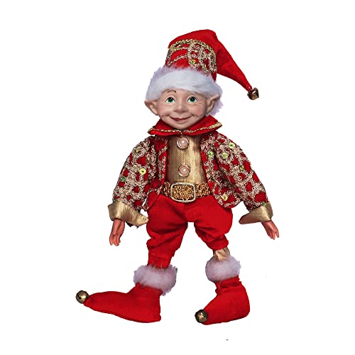 Handmade Bendable Elf Ornament - 12.5 Inch Christmas Tree Decoration, Festive Holiday Decor