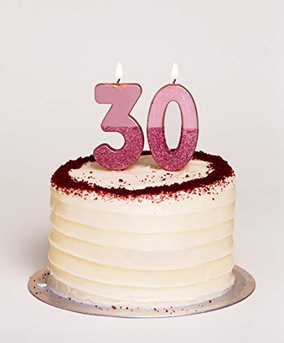 Rose Gold Glitter Number 4 Birthday Candle - 3” Tall Cake Topper