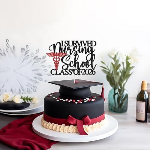 I Survived Nursing School Cake Topper - Graduation Decor 2026