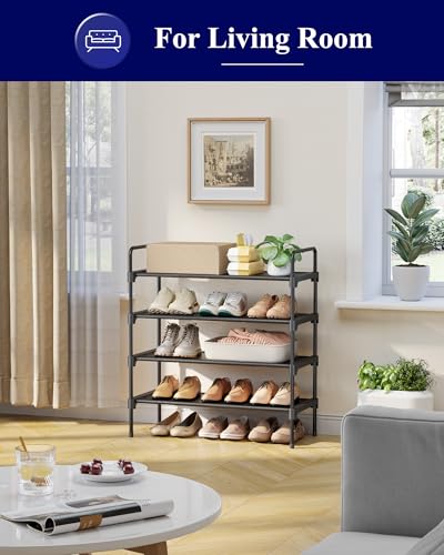 Kitsure 26.6" Wide Black Shoe Rack - 4 Tier Closet Organizer