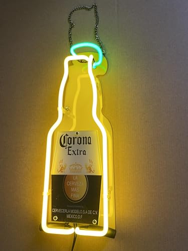 Coronas Extra Beer Bottle Neon Sign - Handmade 14-Inch Wall Light for Bar Man Cave Home Decor