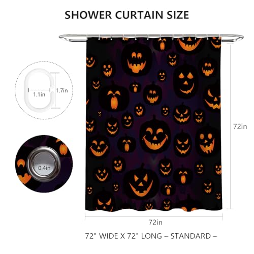 MEHOFOND Purple Halloween Pumpkin Shower Curtain - 72x72 Inch