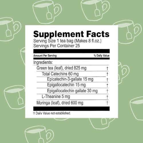 Hyleys Moringa Oleifera and Green Tea Mango Flavor - 25 Tea Bags (12 Pack - 300 Tea Bags total) - Superfood Miracle Tree Tea with Dried Moringa Oleifera Leaves