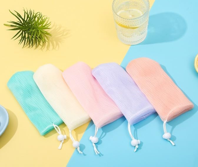 Exfoliating Mesh Soap Pouch 6 Pack Foaming Net Soap Saver Bags