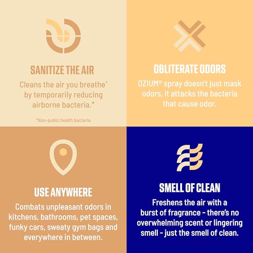 Ozium Air Sanitizer & Odor Eliminator Spray, Vanilla Scent, 8 Oz, 2-Pack